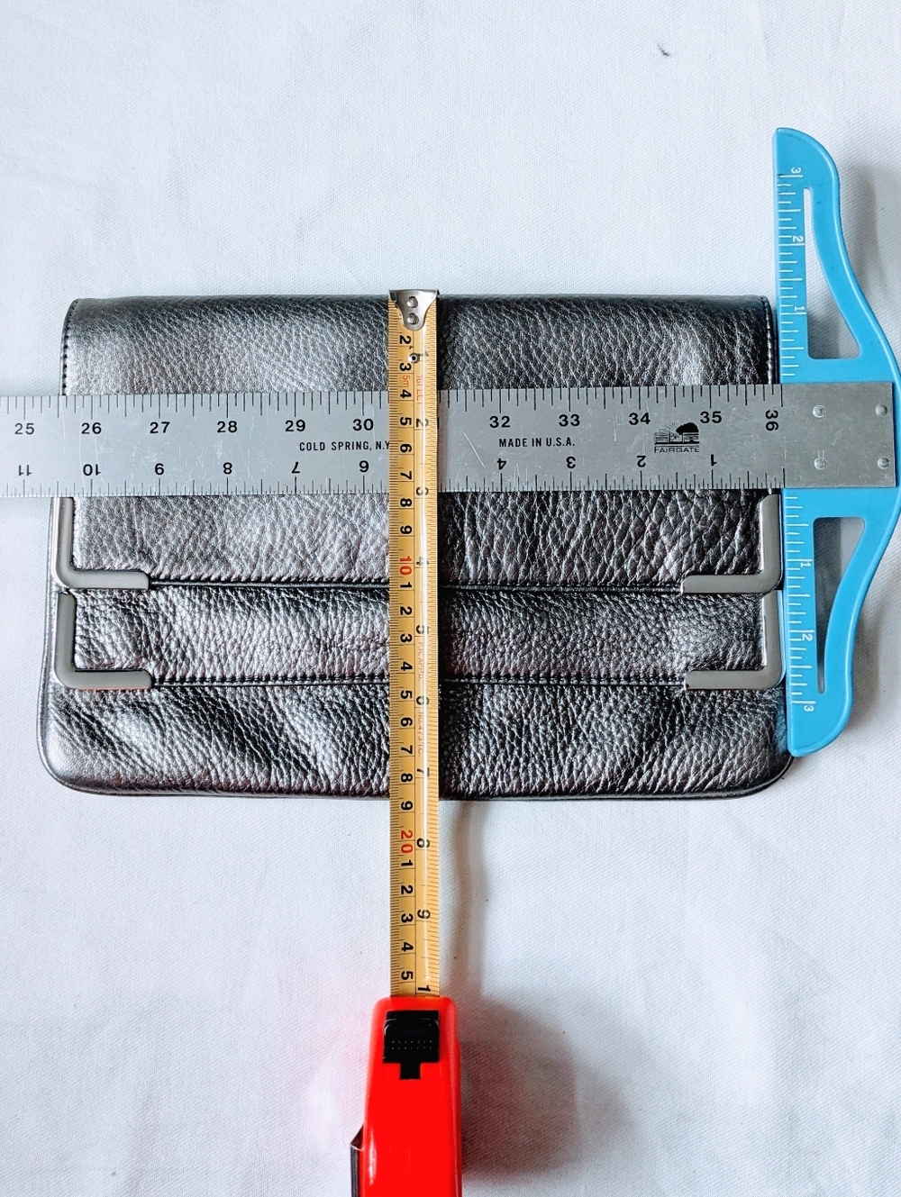 Michael Kors Metallic Gray / Silver Pebbled Leather Large Clutch Bag - Picture 9 of 9